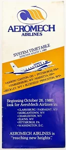 Orari Rotte Vintage AEROMECH AIRLINES Ohio Pennsylvania West Virginia 1980 - Foto 1 di 5
