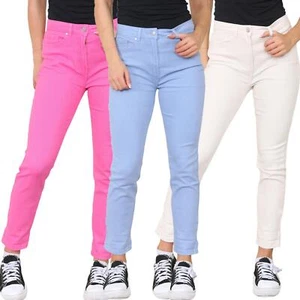 M&CO Womens Tapered Leg Mom Jeans Ladies Straight High Stretch Denim Pants - Picture 1 of 29