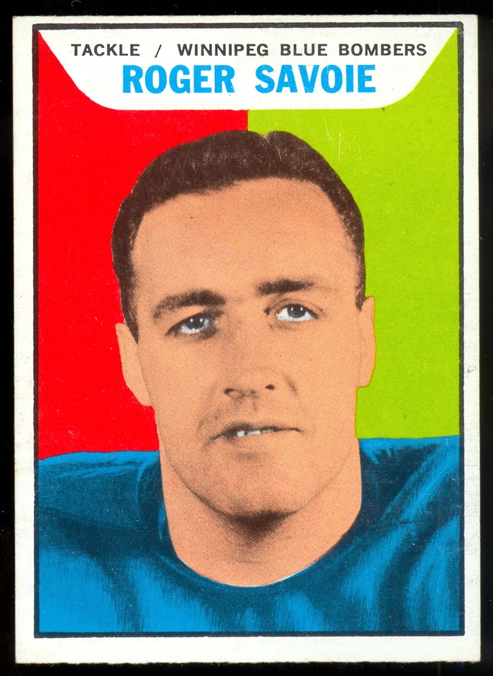 1965 TOPPS CFL FOOTBALL #129 ROGER SAVOIE NM WINNIPEG BLUE BOMBERS CARD - Image 1 of 1