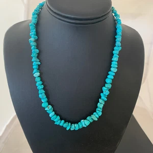 Real Sleeping Beauty Navajo Sterling Silver Kingman Turquoise Necklace 1965 - Picture 1 of 12