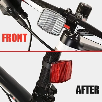 2PCS Handlebar Mount Safe Reflector Bicycle Bike Front Rear Warning Red+White - Image 1 of 3