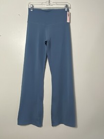 Victorias Secret Pants Womens Long Blue Cotton Blend High Rise Flare Zipper NWT