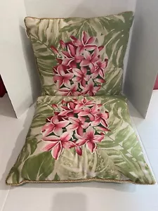 Pier 1 Imports Outdoor Embroidered Floral Pillow 17" x 17" Set of 2 - Picture 1 of 5