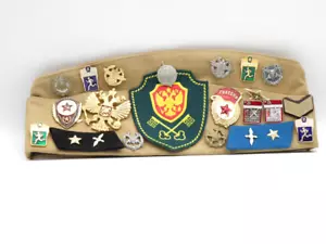Vintage Russian Soviet Military Pilotka Cap Hat 19 Pins And 3 Patches - Picture 1 of 10