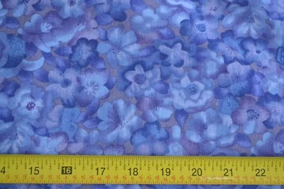 By 1/2 Yd, Lavender & Purple Floral Quilt Cotton, David/English Collection,N558 - Image 1 of 4