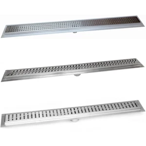 SereneDrains SS Brushed Nickel Linear Shower Drain Kit Design Grate 16"-59" - Picture 1 of 28