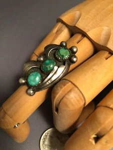 VINTAGE NAVAJO Indianer grün TÜRKIS. STERLING. Größe 7 - Bild 1 von 7