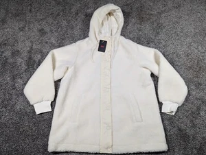 Levis Jacket Womens Medium Cream Sherpa Fleece Hoodie Jacket Christmas NEW $148 - Picture 1 of 10