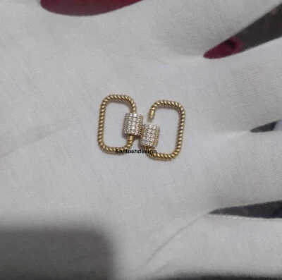 Designer Twisted Diamond Silver Carabiner Lock Clasp,Handmade Clasp Jewelry,Gift - Image 1 of 2