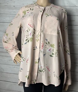Rachel Roy Collection Blouse Small Semi-Sheer Pink Floral Print Split Back Shirt - Picture 1 of 13