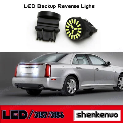 For Cadillac STS 2005-2011 2pcs 3157 LED Backup Reverse Light Bulbs 6000K White - Image 1 of 4