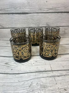SET 5 BICCHIERI MCM BAROCCO EBANO FUMÈ NERO ORO OLD FASHIONED PALLA ALTA 3,5" - Foto 1 di 14
