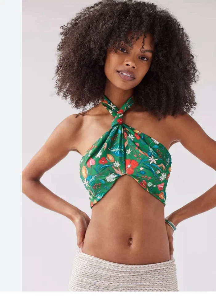 Out from Under Women's Small Green Multicolor Underwire Bikini Halter Top Size M - Image 1 of 4