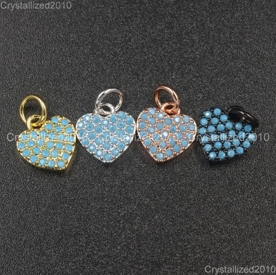 Pietre Preziose Naturali Turchese Pave Cuore Bracciale Connettore Charm Pende... - Immagine 1 di 4