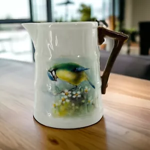Vtg Royal Worcester Barrel Mug Pitcher Jug Creamer Blue Tit Bird Signed 3.25" - Picture 1 of 17