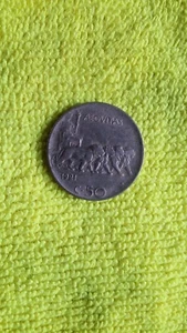 VITTORIO EMANUELE III 50 CENTESIMI 1921 LEONI bordo rigato - Bild 1 von 2
