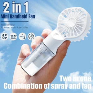 Portable Humidifier Fan Mini Handheld Cooling Mist Cooler Water Spray Travel Use - Picture 1 of 18
