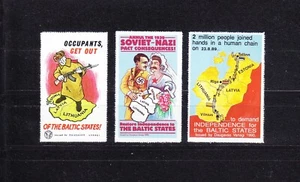 Latvia 3 revenue stamps MNG, ISSUED BY DAUGAVAS VANAGI - Picture 1 of 1