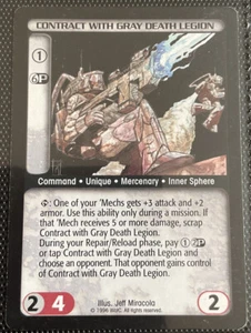 Battletech Card Contract With Gray Death Legion - Rare - Ungraded Limited - CCG - Picture 1 of 1