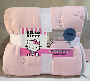 HELLO KITTY And Friends Pink QUILT & SHAM Set - Twin Bedroom Set Sanrio - Picture 1 of 6