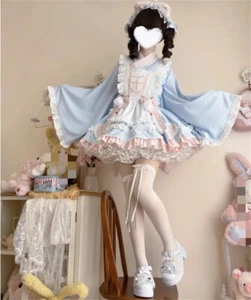 Maid dress Ruffle Bow Lolita kawaii Dress Japanese Party Costume Dress - Picture 1 of 24