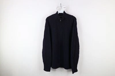 Vtg 90s Lands End Mens Large Cashmere Blend Chunky Cable Knit Half Zip Sweater - Image 1 of 4