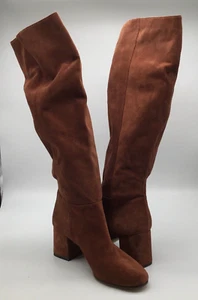 Via Spiga V-Mellie, botas hasta la rodilla de gamuza tostada oscura talla 7,5 nuevas con etiquetas - Imagen 1 de 10