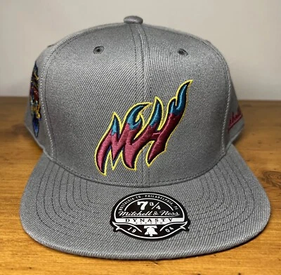 Miami Heat Mitchell & Ness HWC 2012 NBA Champions Gray Fitted Hat Cap 7 3/4 New - Image 1 of 4