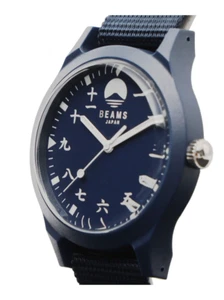 BEAMS Japan Original Watch Kanji Mt Fuji NAVY - Picture 1 of 5
