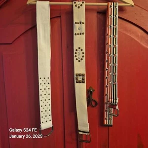 3 Brand New Y2K Style Belts All Up To 35" Waist Studs Rhinestones Stripes Emo - Picture 1 of 4