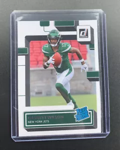 GARRETT WILSON MINT JETS WR GLOSSY RATED ROOKIE CARD #306 1ST RC SP 2022 DONRUSS - Picture 1 of 2