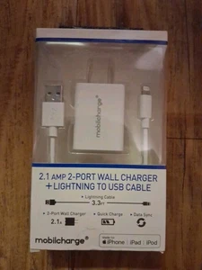 Mobilcharge 2.1 amp 2-port Wall Charger + Lighning To Usb Cable - Photo 1 sur 3