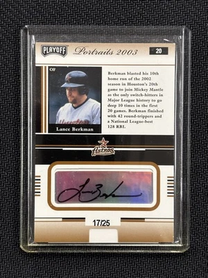 2003 PLAYOFF PORTRAITS LANCE BERKMAN AUTO AUTOGRAPH #17/25 ASTROS  - Image 1 of 2