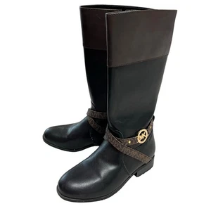 Michael Kors Girl’s Boots Size 2 Leather Black/Brown - Picture 1 of 8