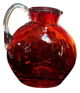 Vintage Ruby Red Mini Glass Pitcher Pontil Mark Located On The Bottom - Picture 1 of 6