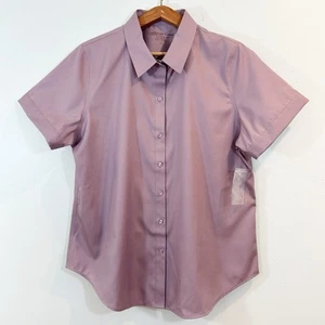 Coldwater Creek Lavender Short Sleeve No-Iron Button Down Shirt Size 14 - Picture 1 of 12