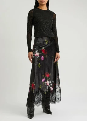 Alice + Olivia Maeve Floral-print Velvet Maxi Skirt   Size:8   $395 NWT - Image 1 of 4