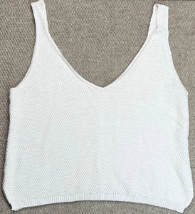 Marine Layer Women's Ivory Waffle Knit Tank Top Size XL - Picture 1 of 6