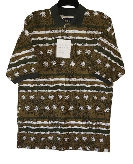 Camisa Polo De Colección Años 90 Wicked Palm Tree L Tropical Resort Wear OD Verde Rayas Nueva con Etiquetas Foto 1 de 4