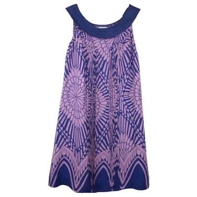 Vestido Babydoll Plisado de Seda Azul Marino y Lavanda Moulinette Soeurs Para Mujer Talla 4 Foto 1 de 4