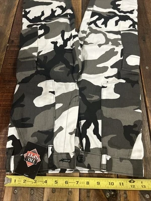 Size 12 youth camo pants hunting Snow Tactical Black White Grey Cargo - Image 1 of 4