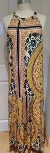 Worn Once NEXT Mustard STRETCHY Jersey COLD Shoulder LONG Tiered MAXI DRESS 16 - Picture 1 of 5