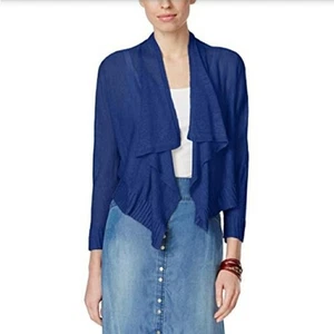 INC International Concepts Damen Pullover Strickjacke vorne offen Leinen blau Größe XS - Bild 1 von 5