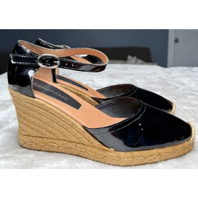 Jeffrey Campbell Alpargata de charol negro Tacones de cuña para mujer Talla 9 EU 40 Foto 1 de 4