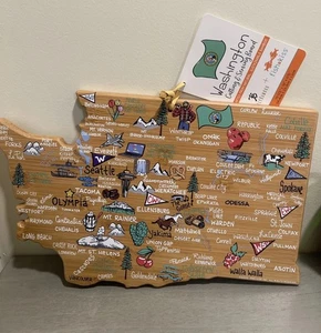 Tagliere decorativo Washington mappa bambù nuovo con etichetta - Foto 1 di 19
