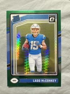 2024 Panini Donruss Optic Green Hyper Prizm Rated Rookie Ladd McConkey #266 - Picture 1 of 2