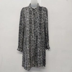 Camisa de vestir para damas talla 14 negra blanca piel de serpiente calzoncillo manga larga ropa de otoño - Imagen 1 de 9