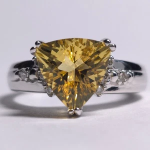 Gems En Vogue NH 2.72ct Canary Beryl & Diamond 14k White Gold Ring Size 9 - Picture 1 of 14