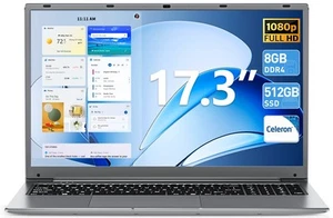 SGIN 17.3" FHD Laptop Notebook Intel N4020 Up to 2.8 GHz 512GB memory 8GB RAM - Picture 1 of 10