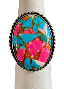 NEU Southwestern GROß Sterlingsilber plattiert COTTON CANDY Dahlie Ring Gr. 7 8 - Bild 1 von 6